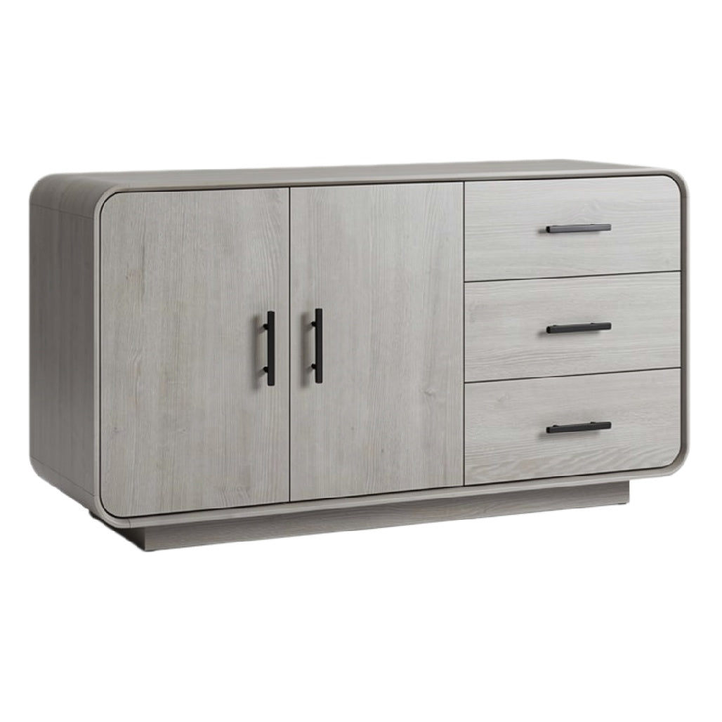 Modern eikenhouten tv-meubel met 2 deuren en 3 lades