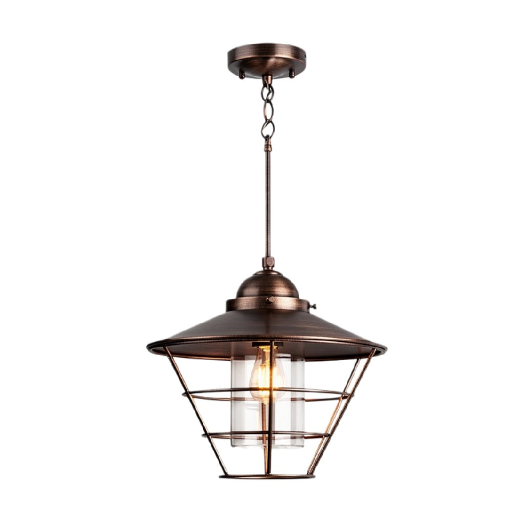 "Industrieel Hanglamp met Bronzen Afwerking en Glas Luchtfilter"