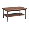 "Moderne Houten Salontafel met Onderplank in Mid-Century Stijl"