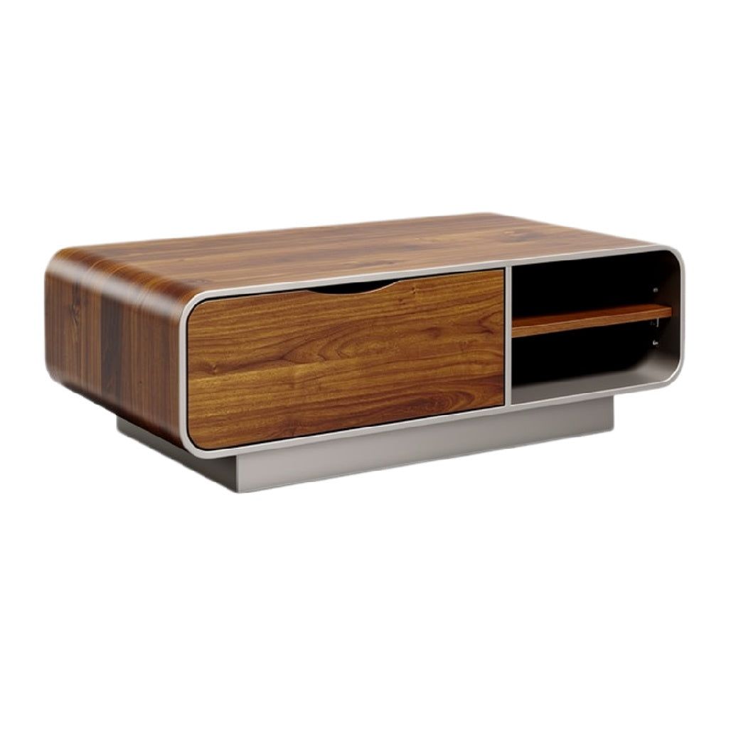 Moderne Houten Salontafel met Open Opslag en Minimalistisch Ontwerp