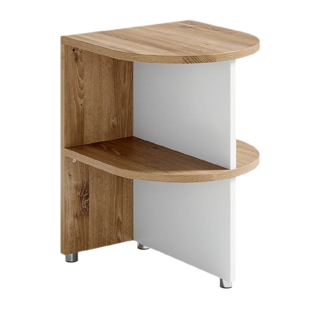 Klein Hoekkast van Hout en Wit met Twee Planken